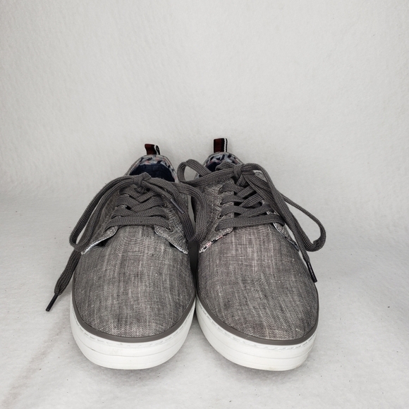 Ben Sherman Mens Gray Linen Look Lace Up Sneakers Sz 8 - Picture 2 of 10
